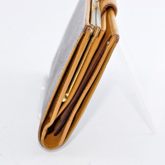 0404221 Celine Macadam Triomphe Clasp Bi-Fold Wallet Leather Brown Logo - Picture 4 of 10